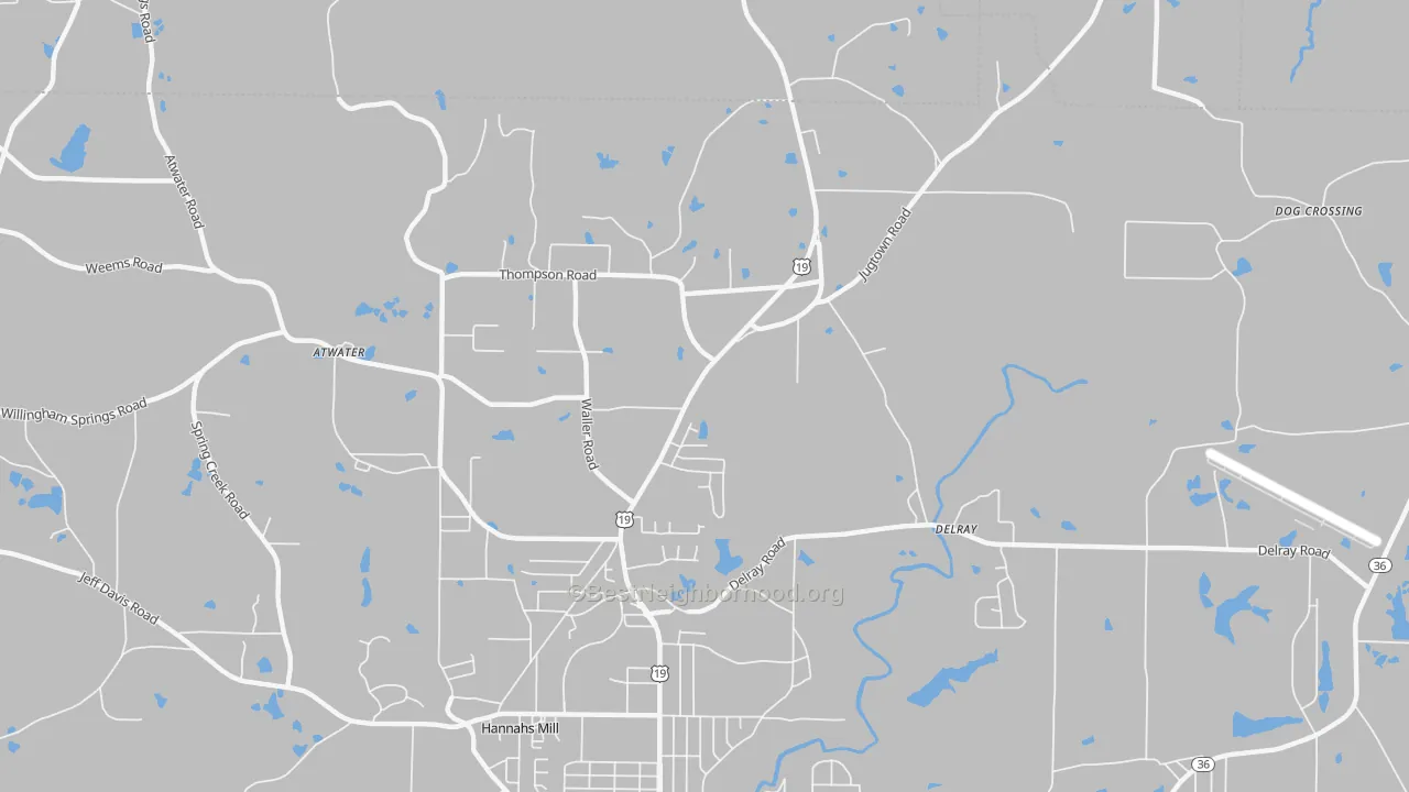 Transit Grade map of Hannahs Mill, GA