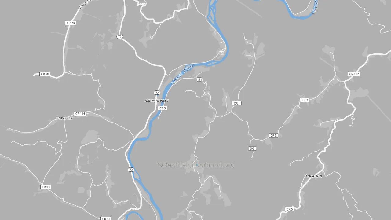 Transit Grade map of Hannahsville, WV