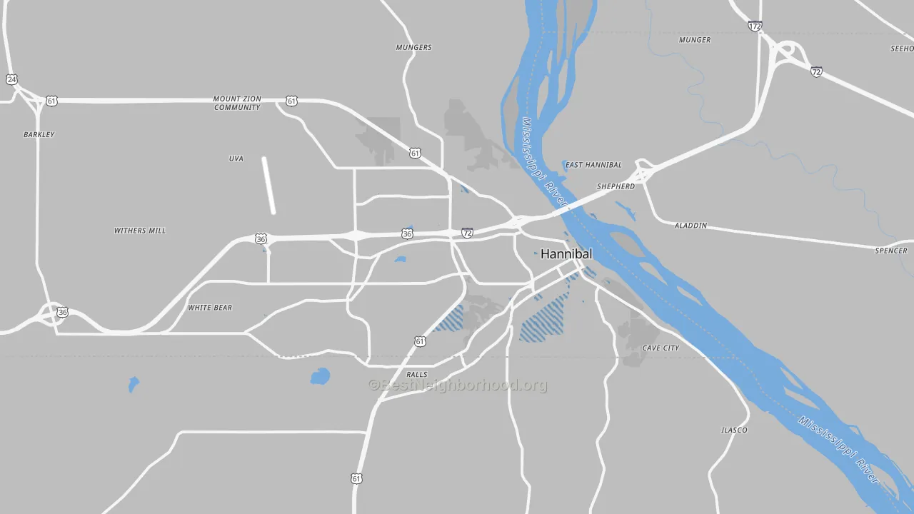 Transit Grade map of Hannibal, MO