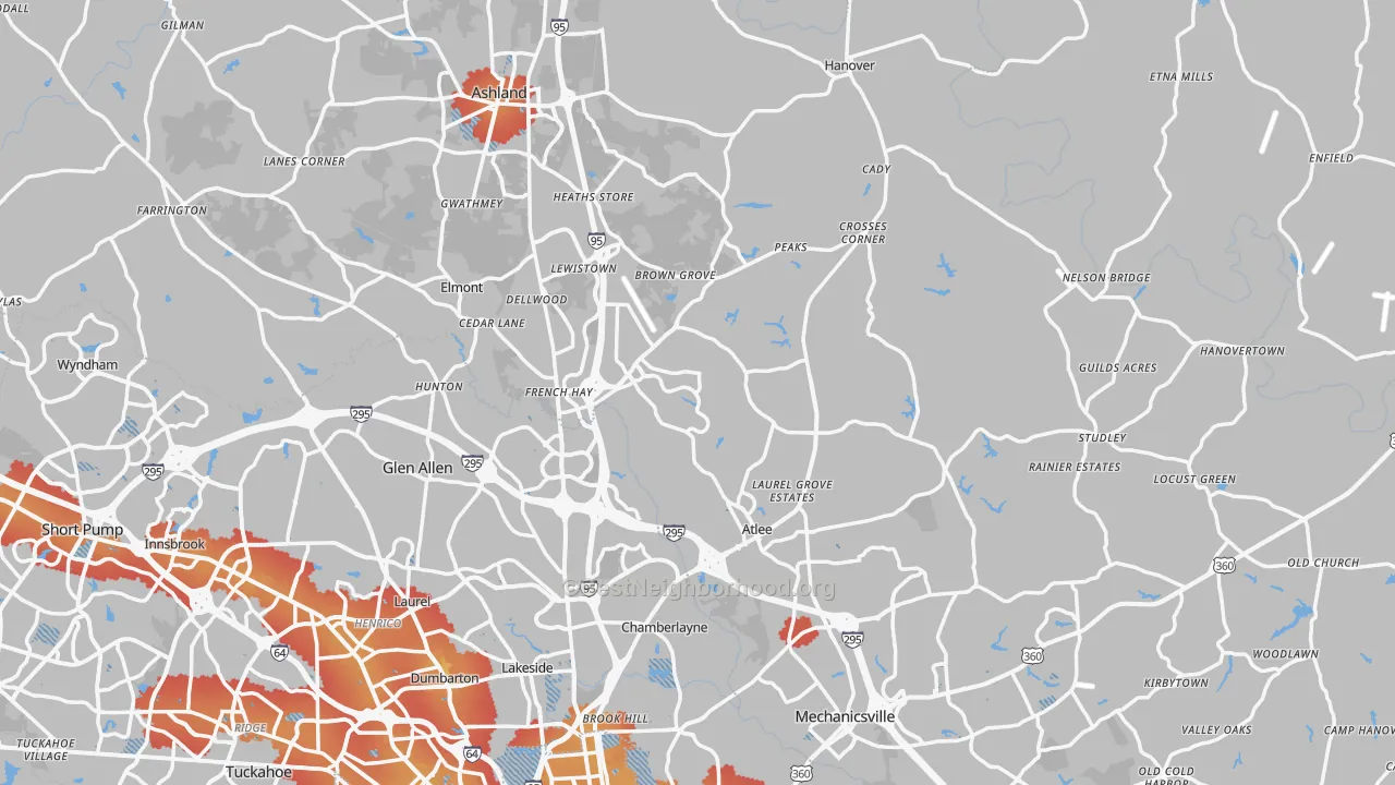 Transit Grade map of Hanover County, VA