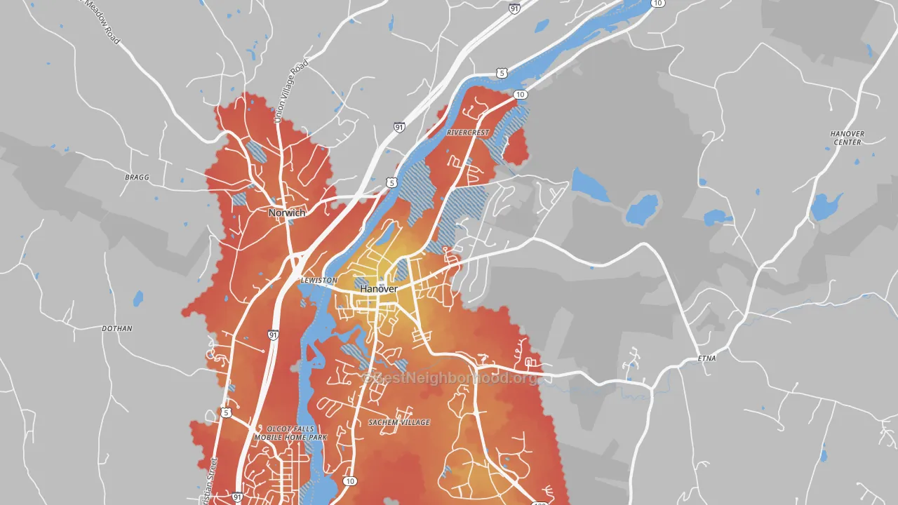 Transit Grade map of Hanover, NH