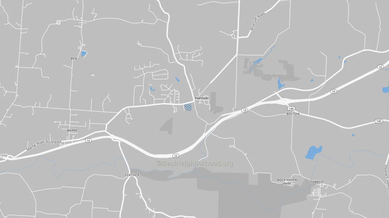Transit Grade map of Hanover, OH