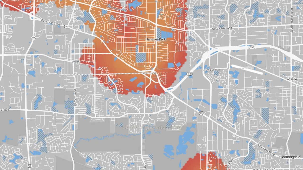 Transit Grade map of Hanover Park, IL