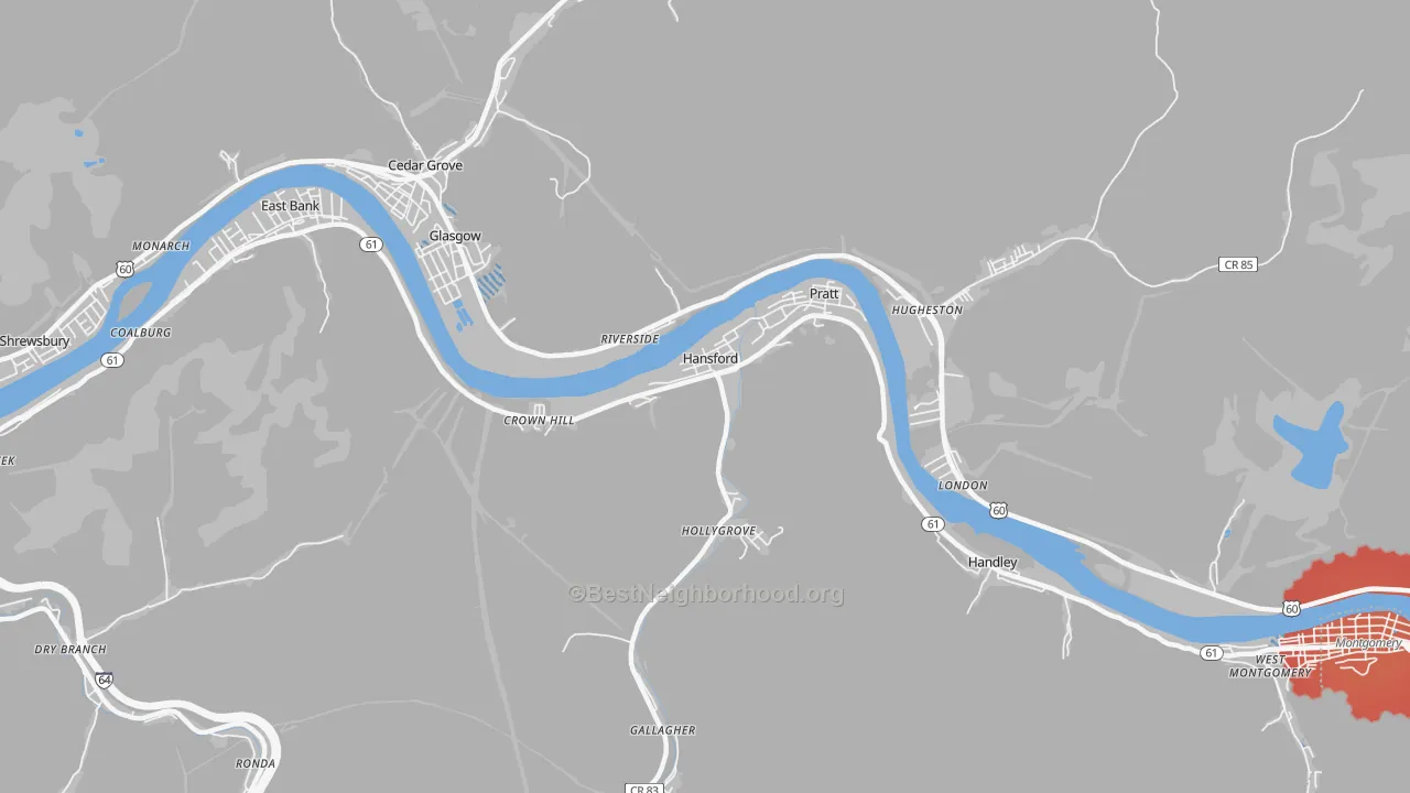 Transit Grade map of Hansford, WV