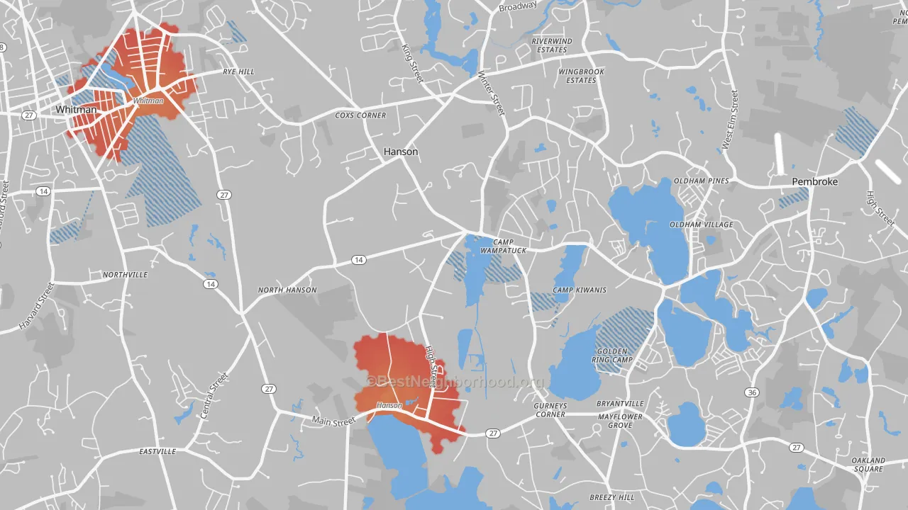 Transit Grade map of Hanson, MA