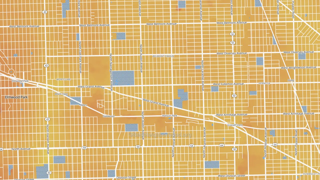 Transit Grade map of Hanson Park, Chicago, IL