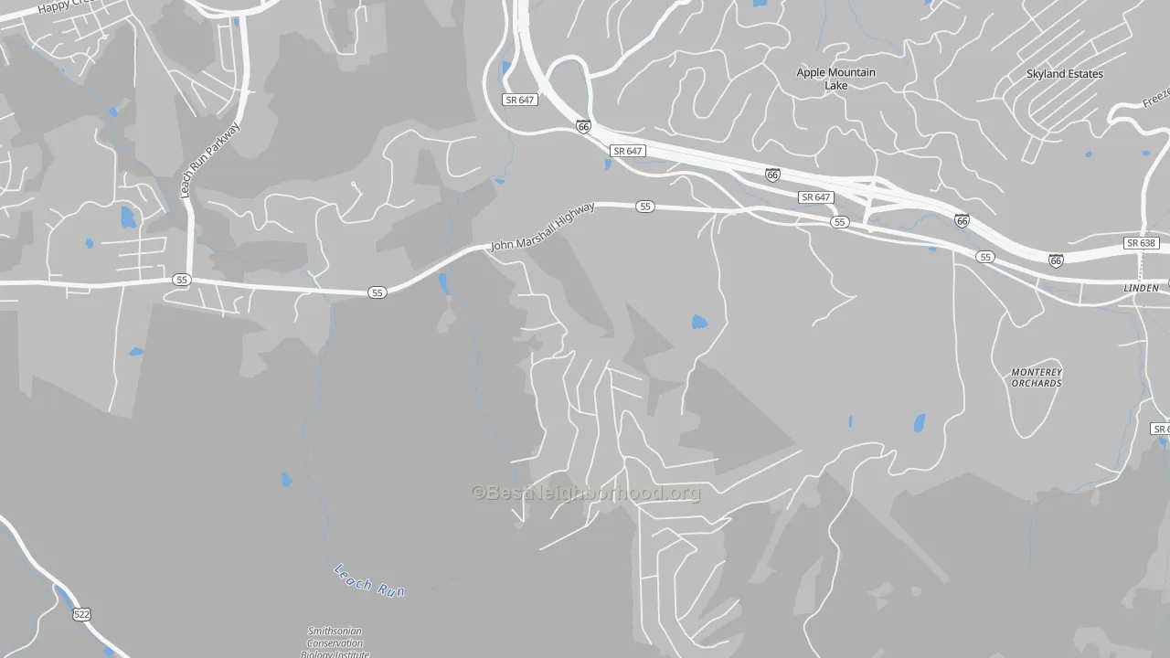 Transit Grade map of Happy Creek, VA