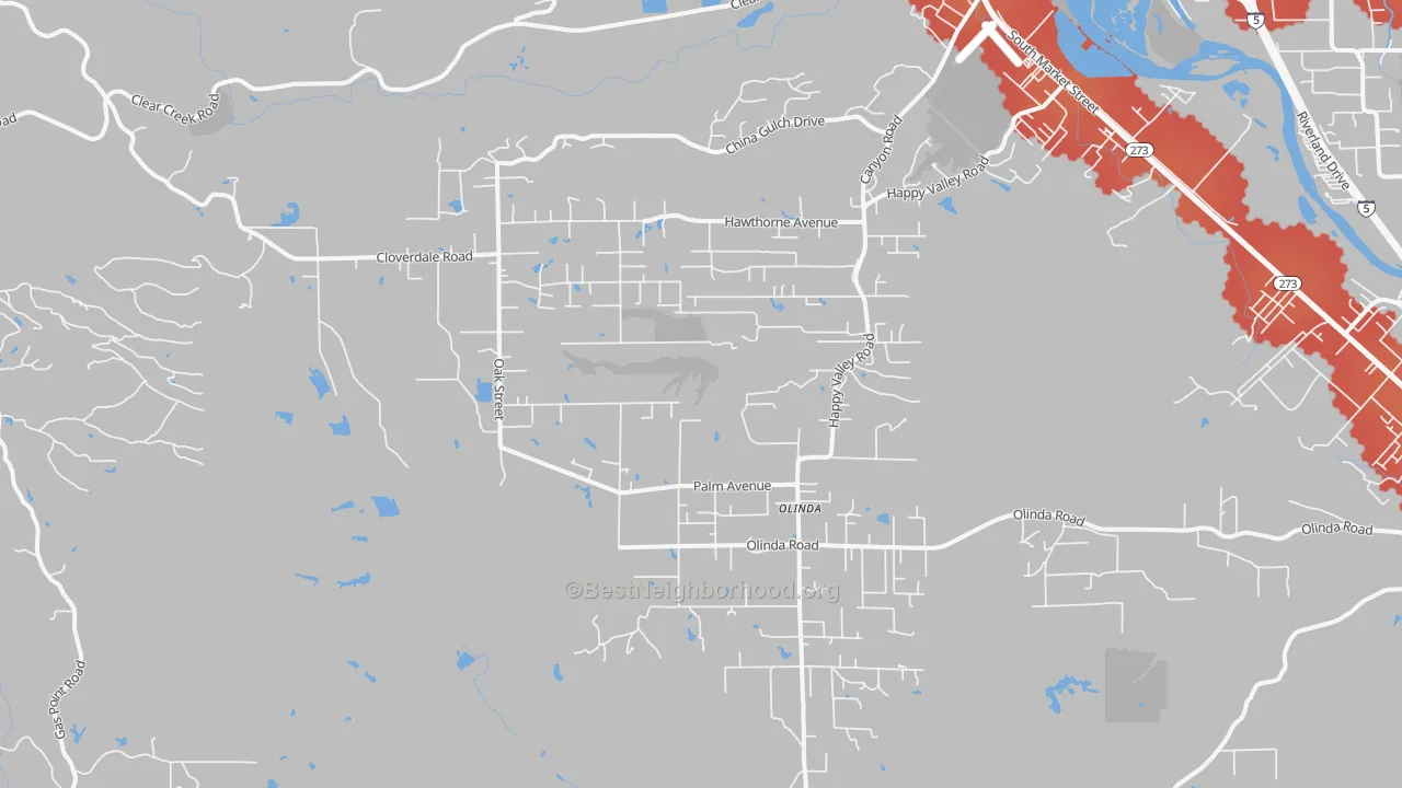 Transit Grade map of Happy Valley, Anderson, CA
