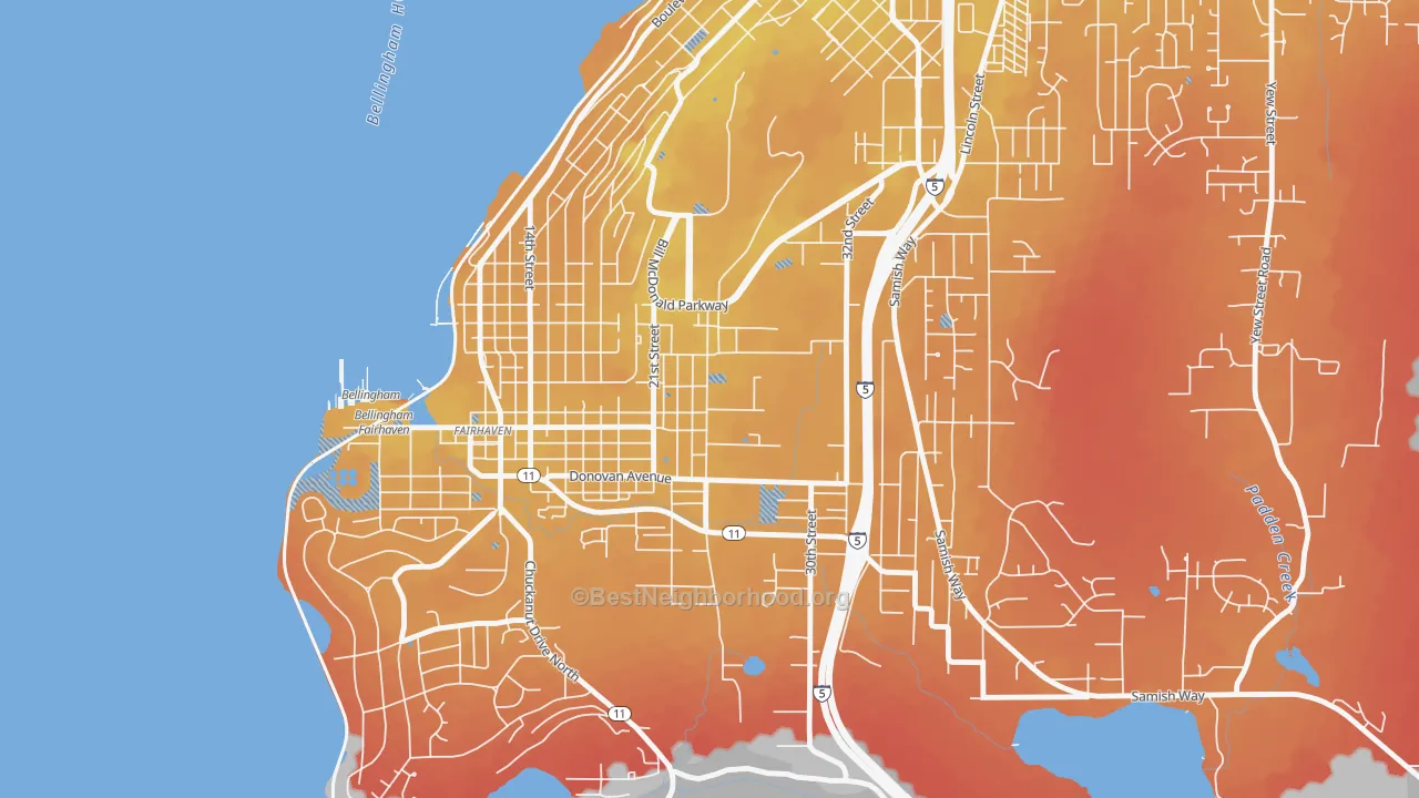 Transit Grade map of Happy Valley, Bellingham, WA