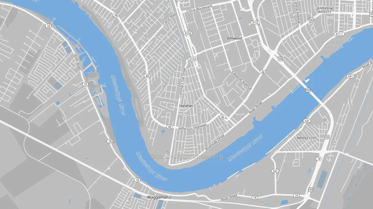 Transit Grade map of Harahan, LA