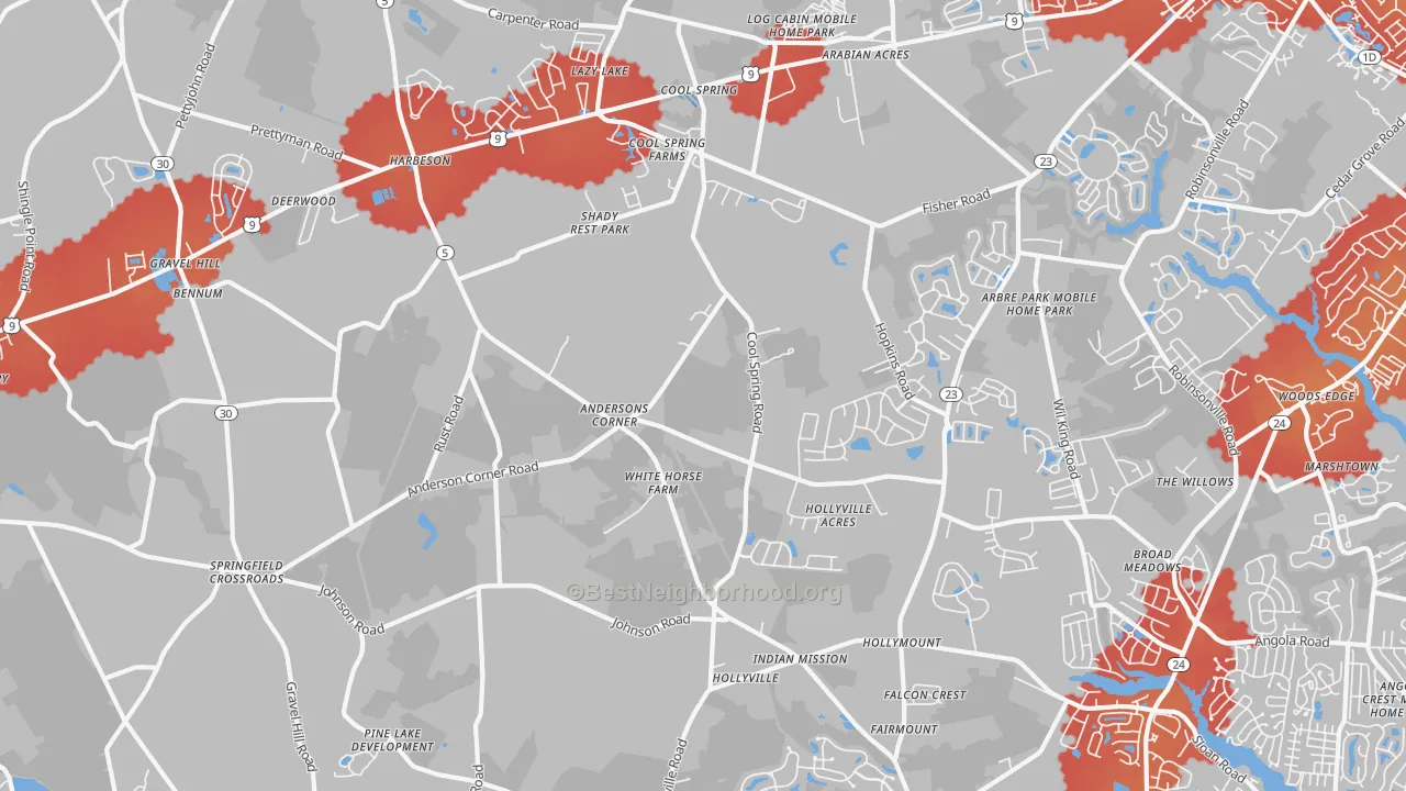 Transit Grade map of Harbeson, DE