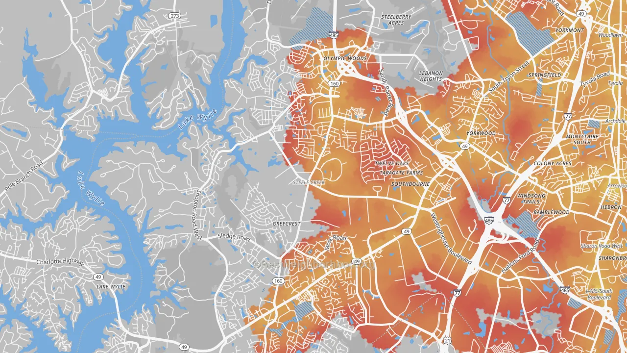 Transit Grade map of Harbor House, Charlotte, NC
