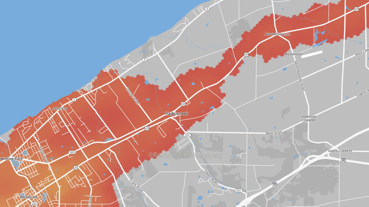 Transit Grade map of Harborcreek, PA