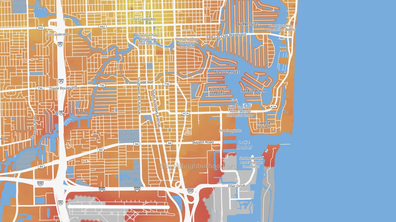 Transit Grade map of Harbordale, Fort Lauderdale, FL