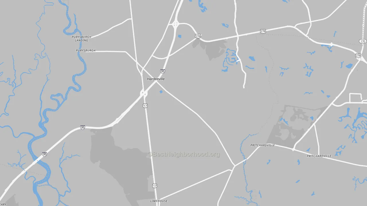 Transit Grade map of Hardeeville, SC