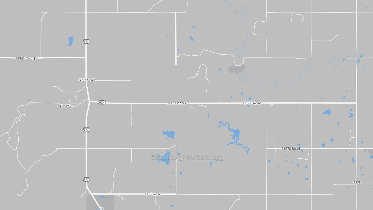 Transit Grade map of Harden City, OK