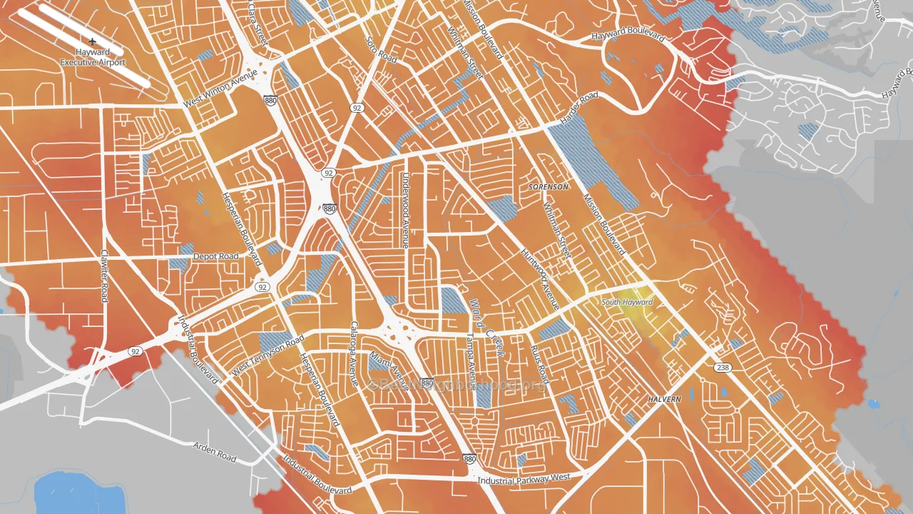 Transit Grade map of Harder-Tennyson, Hayward, CA