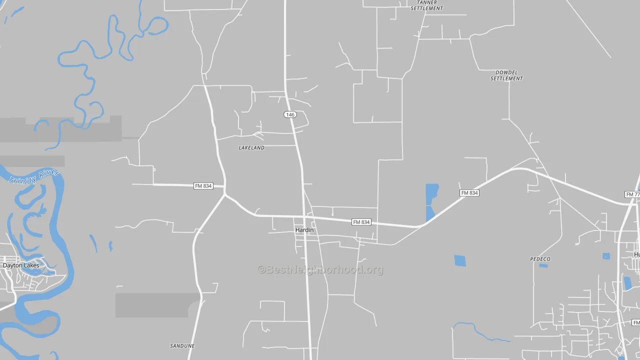 Transit Grade map of Hardin, TX