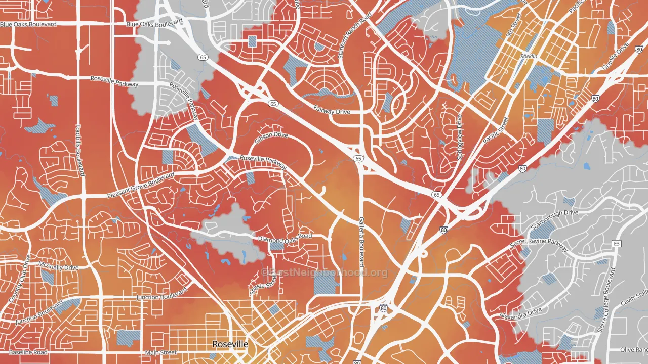Transit Grade map of Harding, Roseville, CA