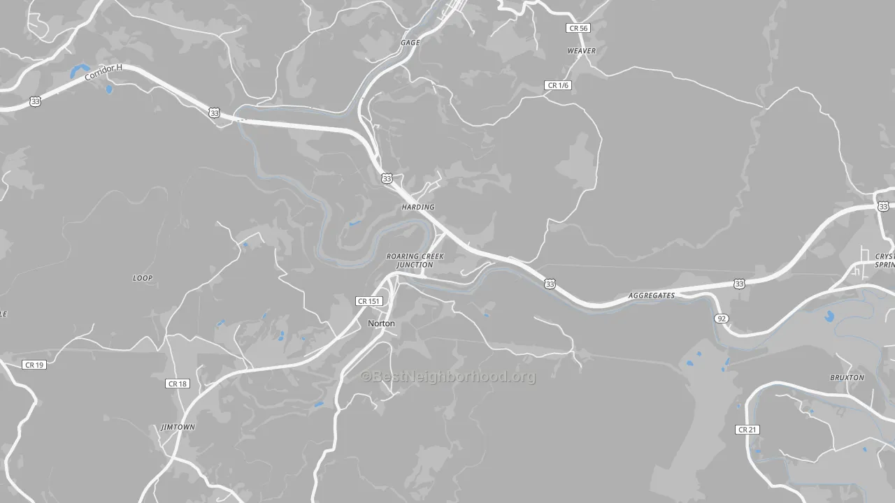 Transit Grade map of Harding, WV