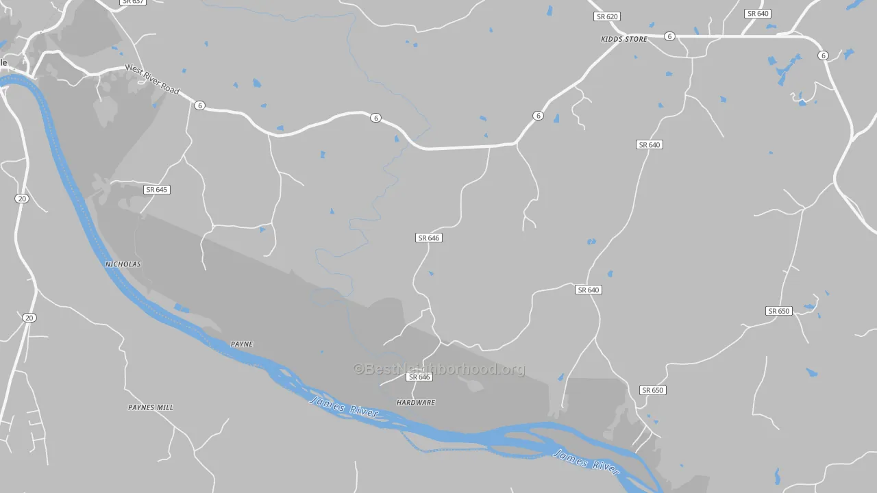 Transit Grade map of Hardware, VA