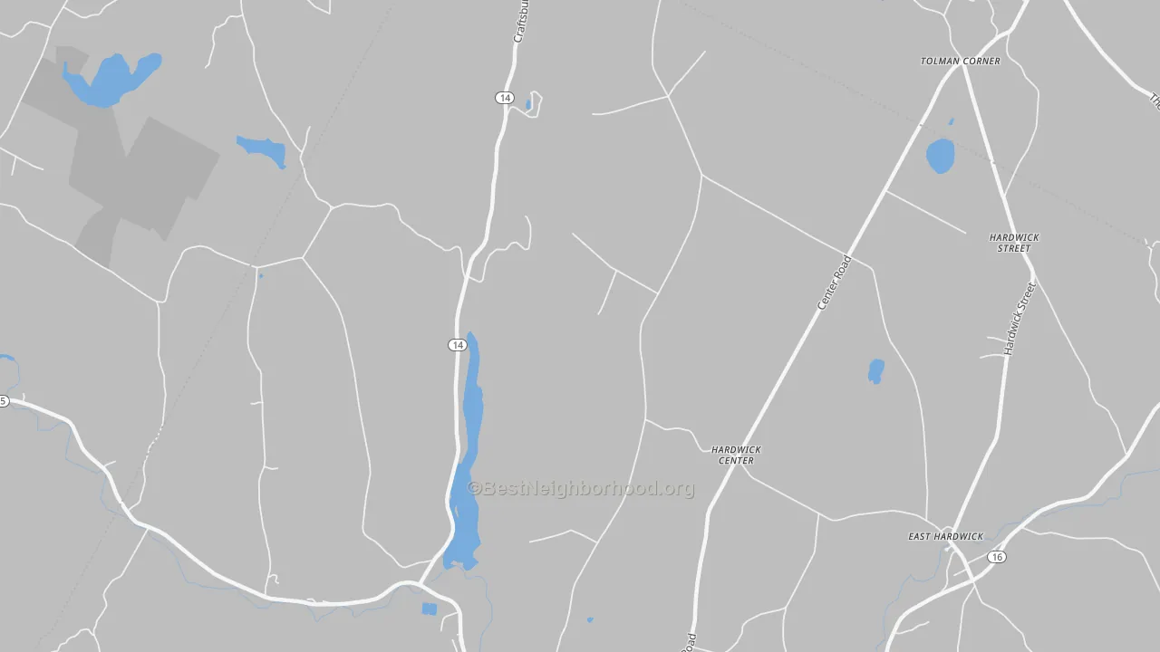 Transit Grade map of Hardwick Center, VT