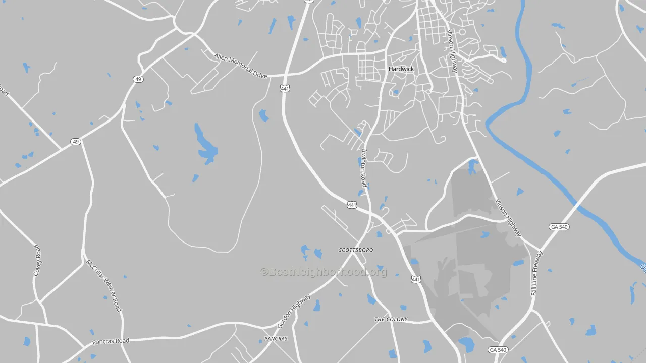 Transit Grade map of Hardwick, GA