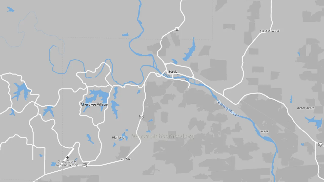 Transit Grade map of Hardy, AR