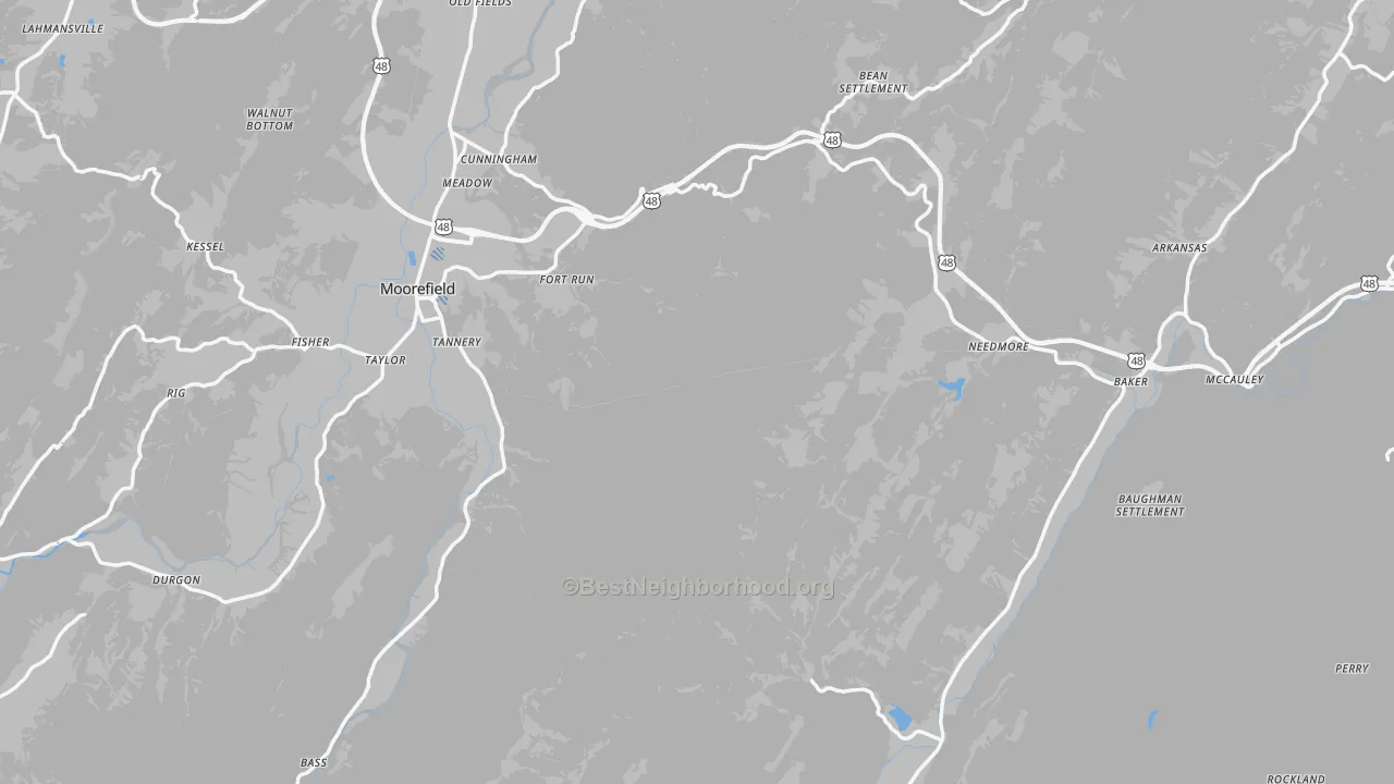 Transit Grade map of Hardy County, WV