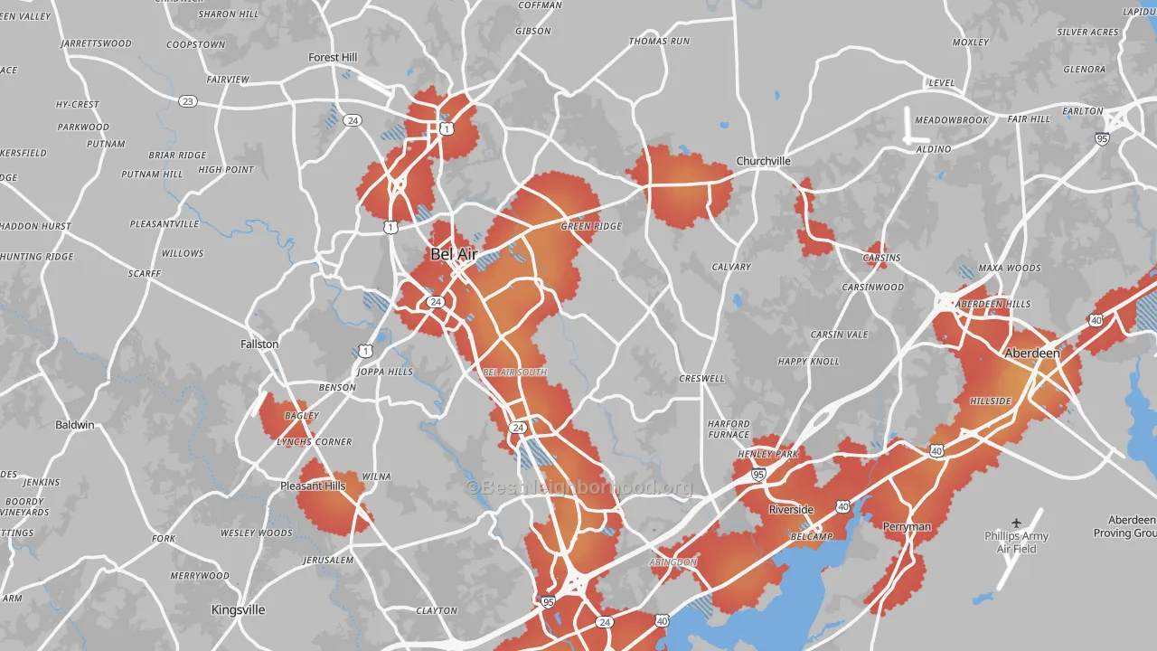 Transit Grade map of Harford County, MD