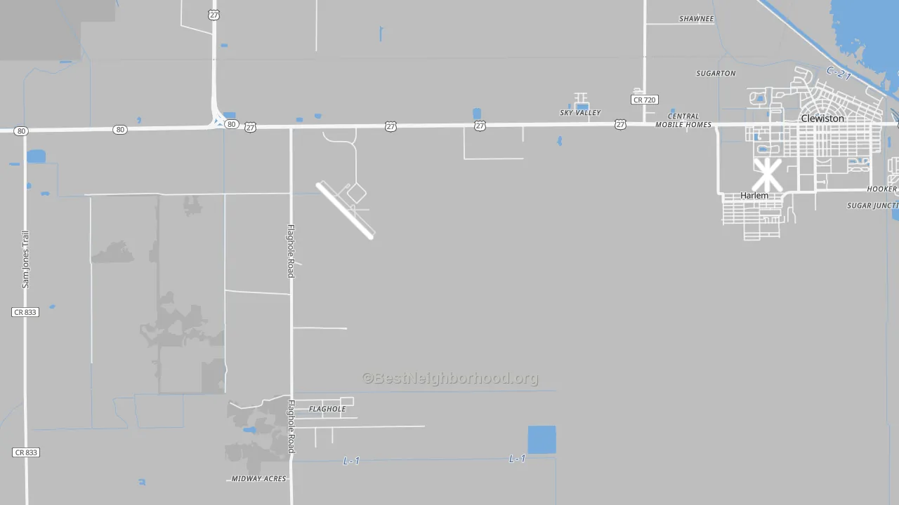Transit Grade map of Harlem, FL