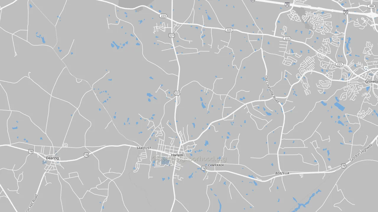 Transit Grade map of Harlem, GA