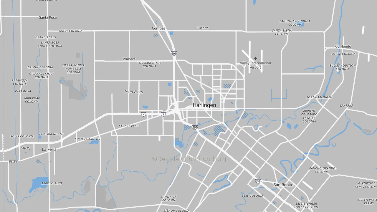 Transit Grade map of Harlingen, TX