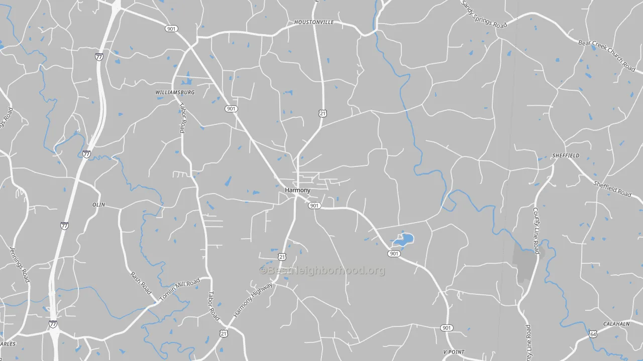 Transit Grade map of Harmony, NC