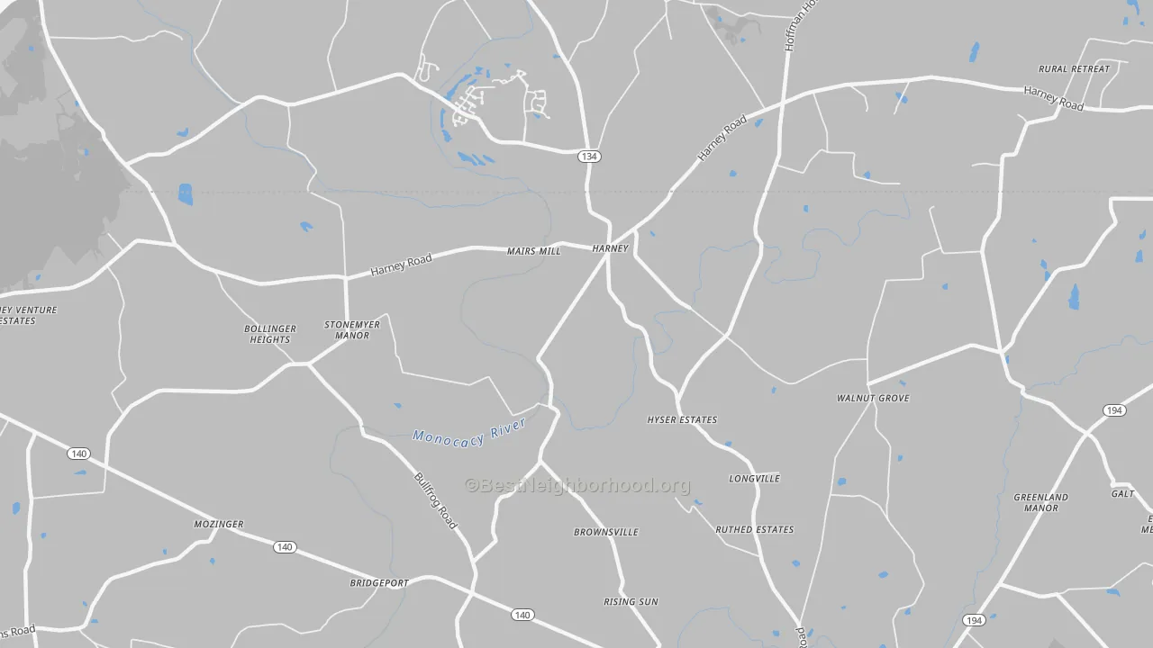 Transit Grade map of Harney, MD