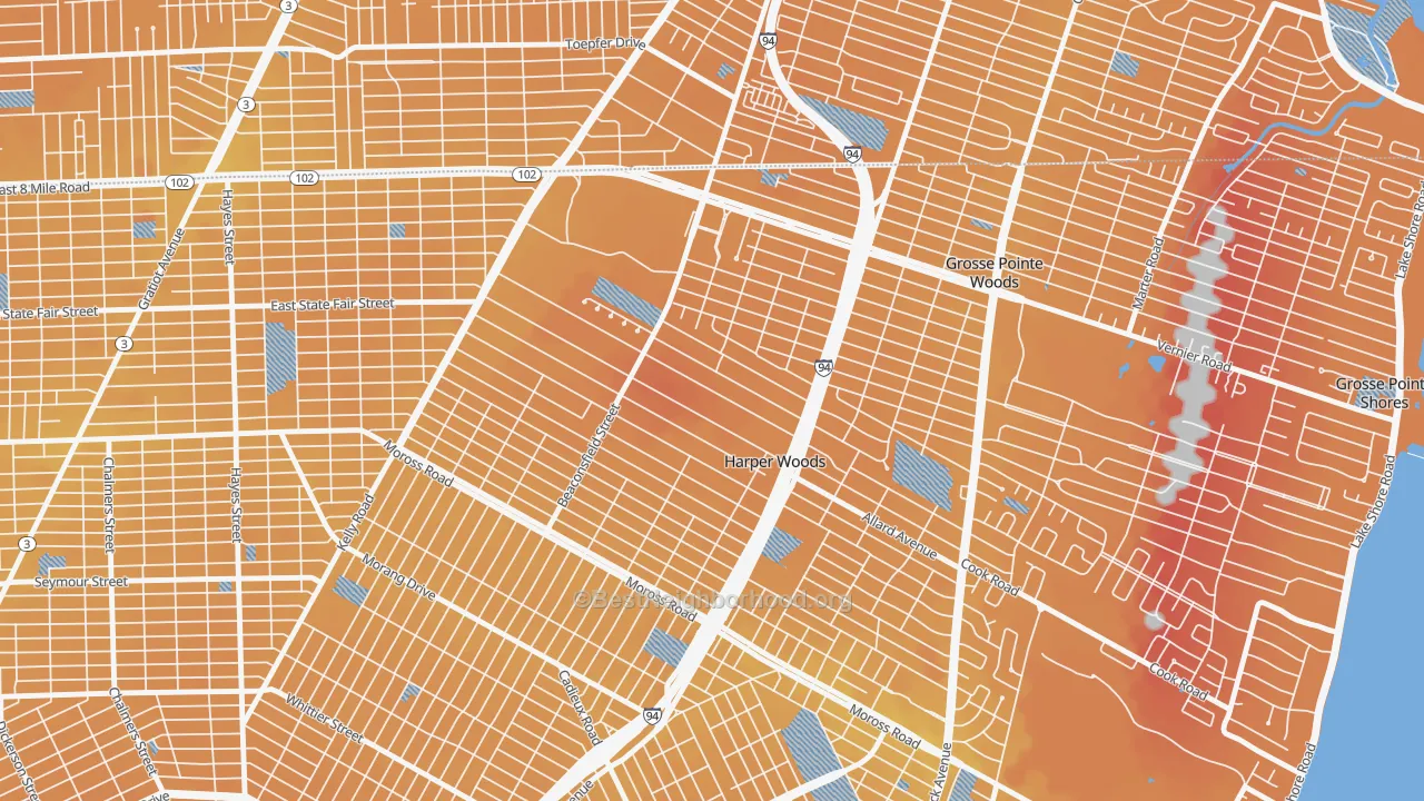 Transit Grade map of Harper Woods, MI