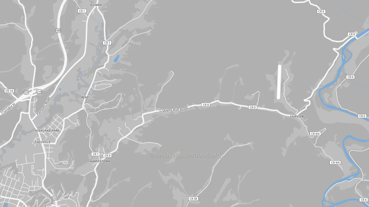 Transit Grade map of Harpertown, WV