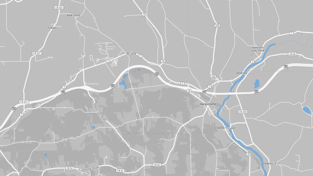 Transit Grade map of Harpursville, NY