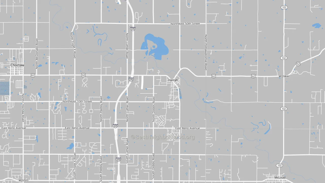 Transit Grade map of Harrah, OK