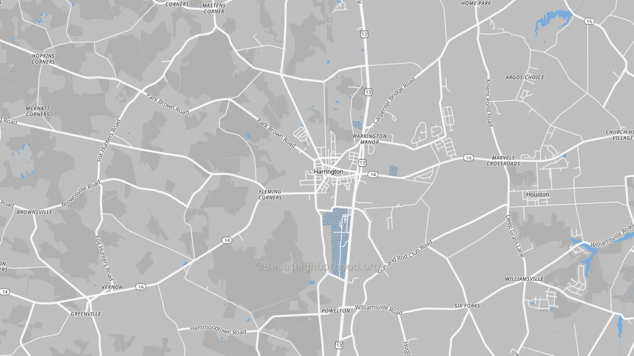 Transit Grade map of Harrington, DE