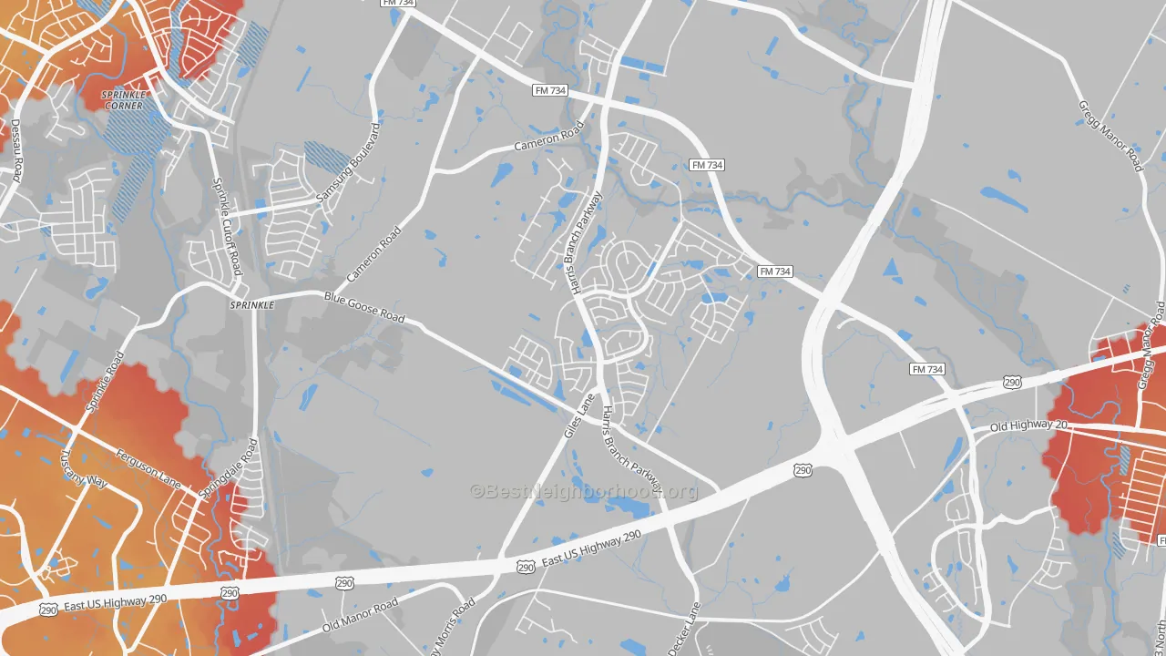 Transit Grade map of Harris Branch, Austin, TX
