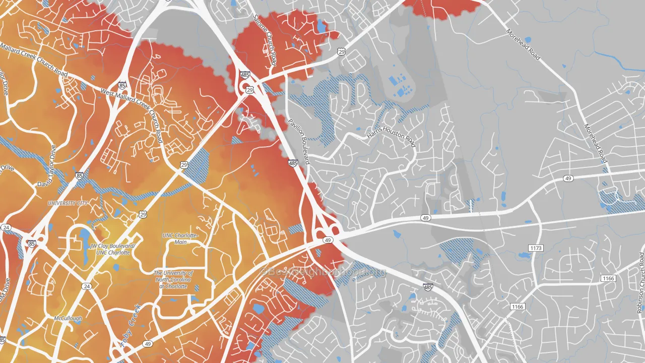 Transit Grade map of Harris-Houston, Charlotte, NC