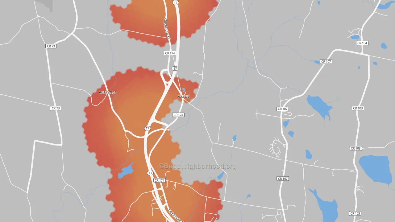 Transit Grade map of Harris, NY