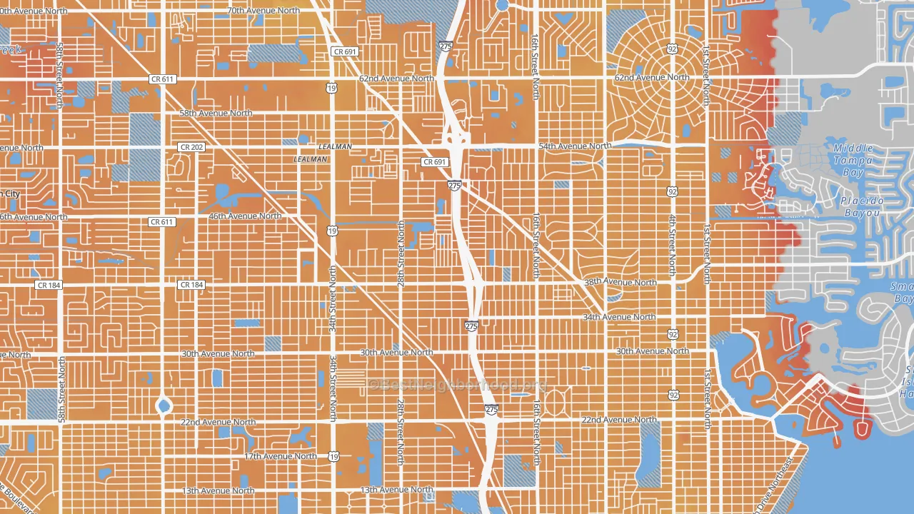 Transit Grade map of Harris Park, St. Petersburg, FL