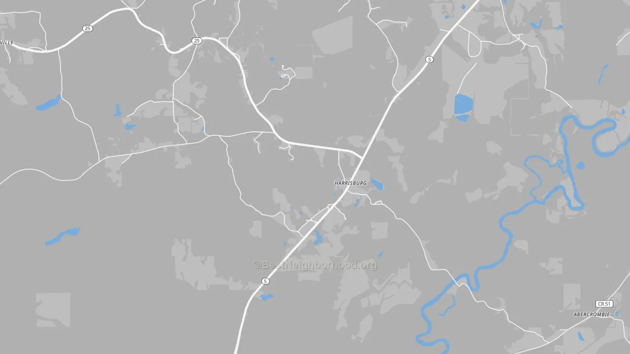 Transit Grade map of Harrisburg, AL
