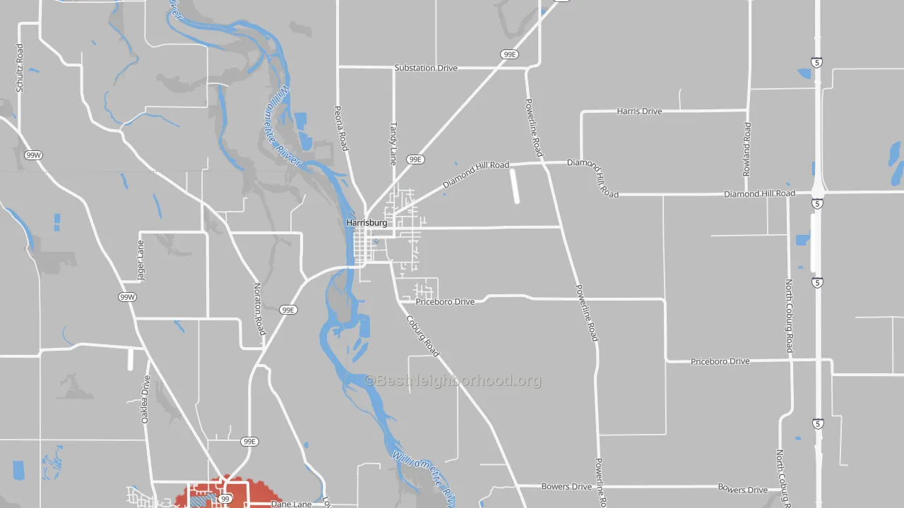 Transit Grade map of Harrisburg, OR