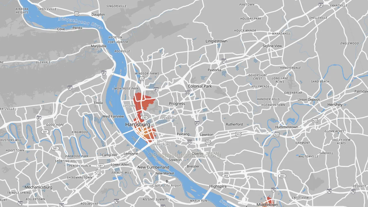 Transit Grade map of Harrisburg, PA