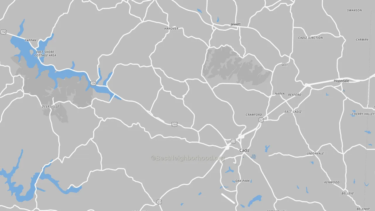 Transit Grade map of Harrison County, OH