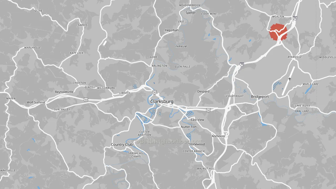 Transit Grade map of Harrison County, WV