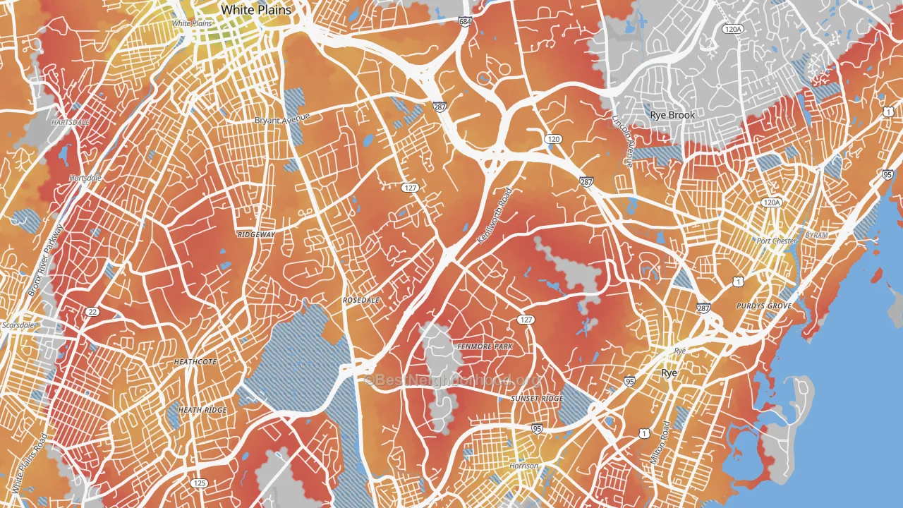 Transit Grade map of Harrison, NY